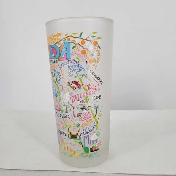 Catstudio Florida State Frosted Glass Tumbler Souvenir Highball Map Glass - Picture 3 of 3